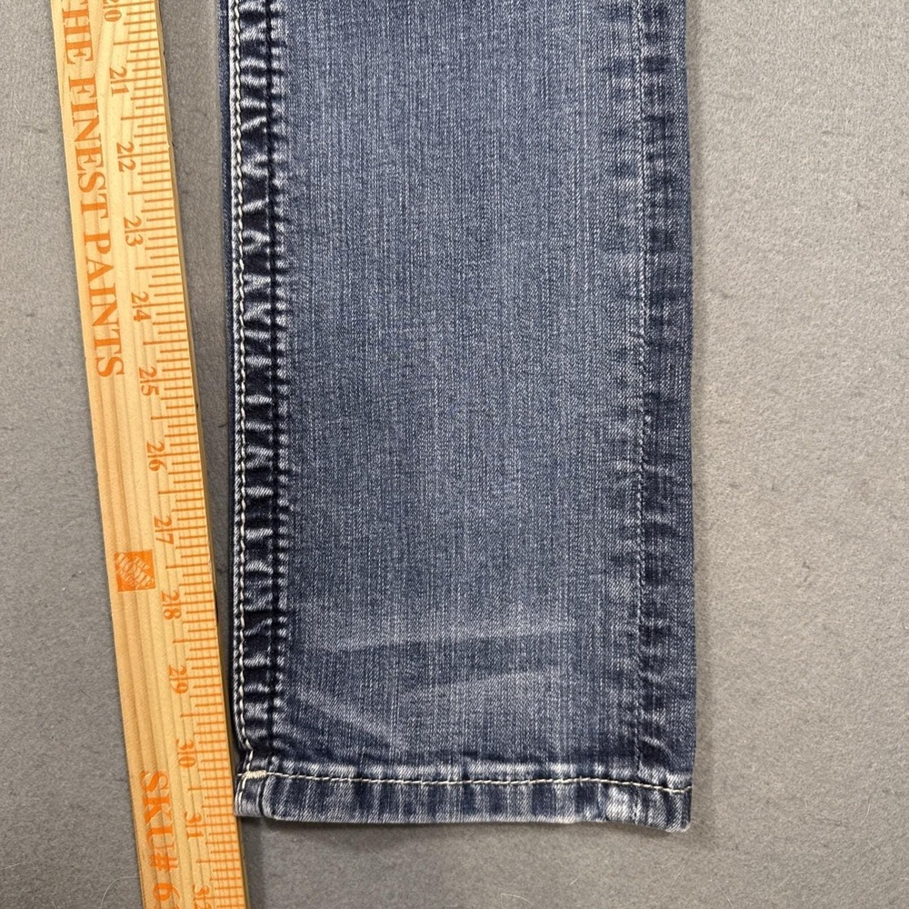 Miss Me straight jEANS wOMEN 26 rHINESTONES embellished  tHICK sTITCH wHISKERING - Picture 7 of 11